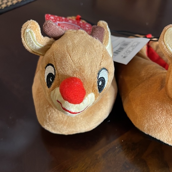 NEW RUDOLPH THE RED-NOSED REINDEER BABY SLIPPERS COLOR BROWN AND RED - Picture 4 of 8